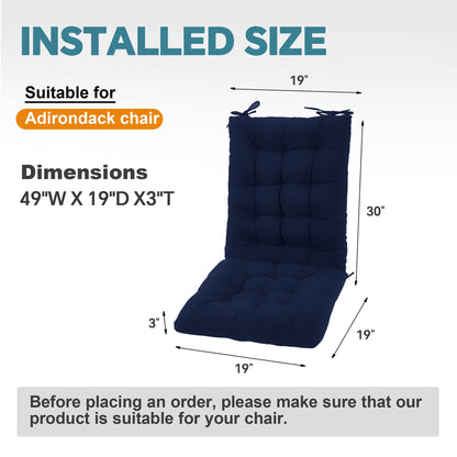 HioHa Rocking Chair Cushion, 49x19x3 inch Lounge Chaise Chair Cushion with Ties, Thickened Recliner Cushion Double-Sided Foldable(Blue)