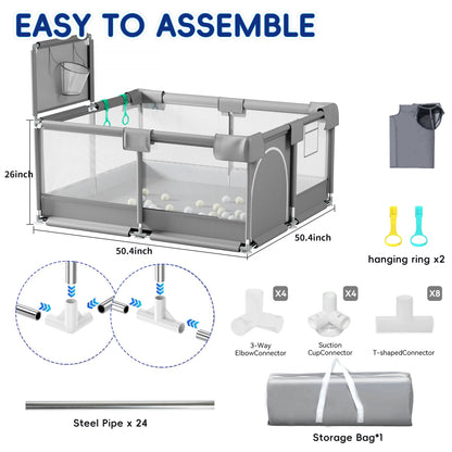 HioHa Baby Playpen, Portable Play Yard Baby Fences with Storage Bag for Infant Toddler(SWBP6)