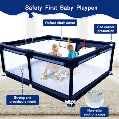 HioHa 71" Baby Playpen - Mat Included, Sturdy Steel Frame & Breathable Mesh Walls, Portable Indoor/Outdoor Play Yard