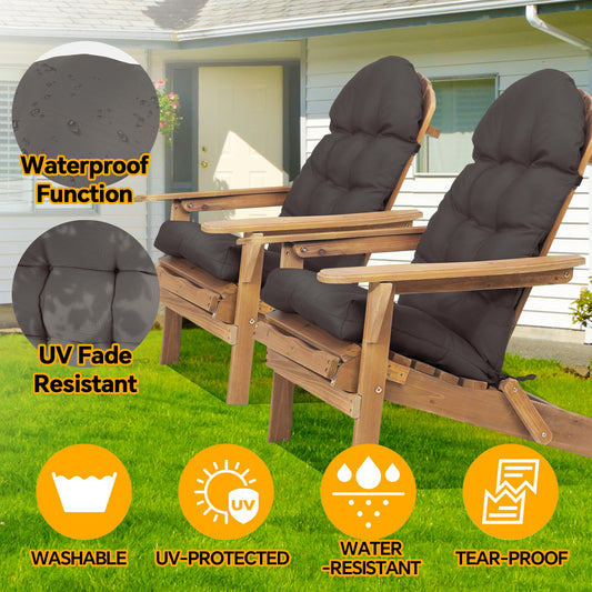 HioHa Adirondack Chair Cushion, 49x20x4.7 inch Patio Chair Cushion with Ties, Indoor/Outdoor Rocking Chair Cushion with Sunproof Waterproof and Fade-Resistant(Gray, 2pc)