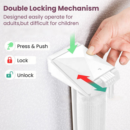 HioHa 59 Inch Retractable Gate, Hardware-Mounted Mesh Safety Gate for Stairs & Doorways, White