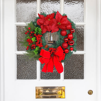 HioHa Christmas Wreaths & Fall Wreath for Front Door, 16-inch Artificial Decor with Pine Cones & Berries for Indoor Outdoor Use