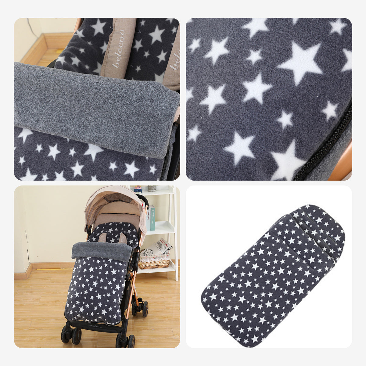 HioHa Universal Baby Stroller Footmuff, Winter Warm Pram Foot Sack with 5-Point Harness Opening, Windproof & Water-Resistant, Machine Washable Cozy Liner for Newborn to Toddler, Fits Most Strollers