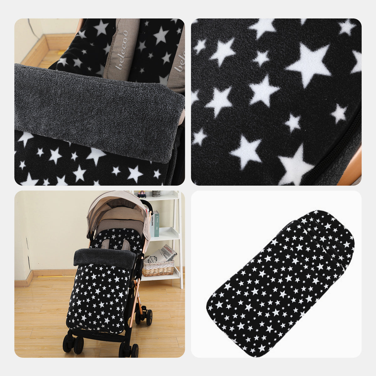 HioHa Universal Baby Stroller Footmuff, Winter Warm Pram Foot Sack with 5-Point Harness Opening, Windproof & Water-Resistant, Machine Washable Cozy Liner for Newborn to Toddler, Fits Most Strollers
