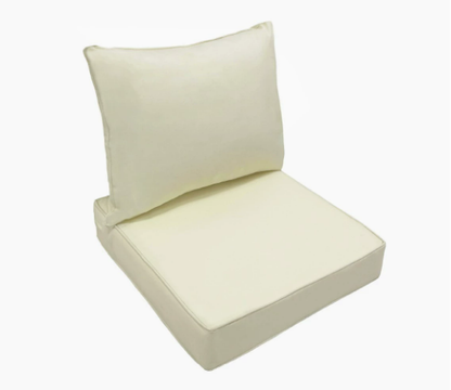 LCGOD Outdoor Chair Cushions Waterproof & Fade-Resistant, Deep Seat Cushion Set, 22x22 Inch, White