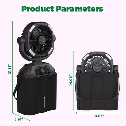 Lcgod 10 Inch Portable Misting Fan, 8-Core Permanent Magnet Motor, 7 Wind Speeds, 4 Spray Modes, 20000mAh Battery, Quiet Cooling Fan for Patio Camping Fishing Garden Office