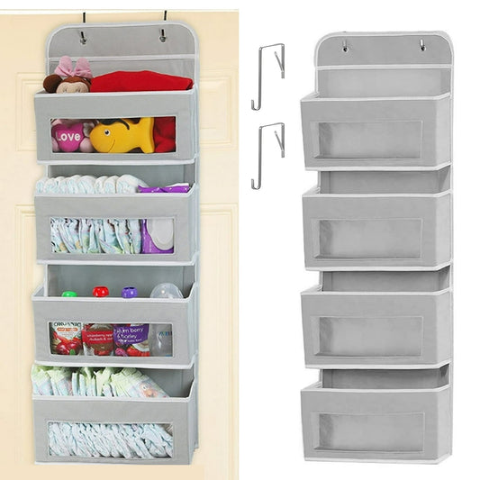 HioHa Over the Door Organizer, 4-Tier Hanging Closet Bathroom Storage with 6 Mesh Side Pockets, Wall Mount Toy Stuffed Animal Storage for Baby Essentials, Nursery£¬Bedroom, Bathroom, Dorm