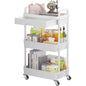 HioHa Rolling Utility Cart, 3-Tier Storage Cart Movably with Drawer & Metal Wheels, Multifunctional Storage Organizer Shelves with Handle for Kitchen Bathroom Living Room Office