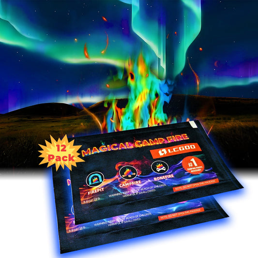 LCGOD Fire Color Changing Packets Fire Pit, Last Longer Magical Color Flames for Campfires, Camping Essentials Accessories Christmas Decorations Gift for Fire Pit & Outdoor Fireplaces(12PCS)
