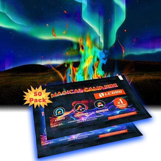 LCGOD Fire Color Changing Packets Fire Pit, Last Longer Magical Color Flames for Campfires, Camping Essentials Accessories Christmas Decorations Gift for Fire Pit & Outdoor Fireplaces(50PCS)