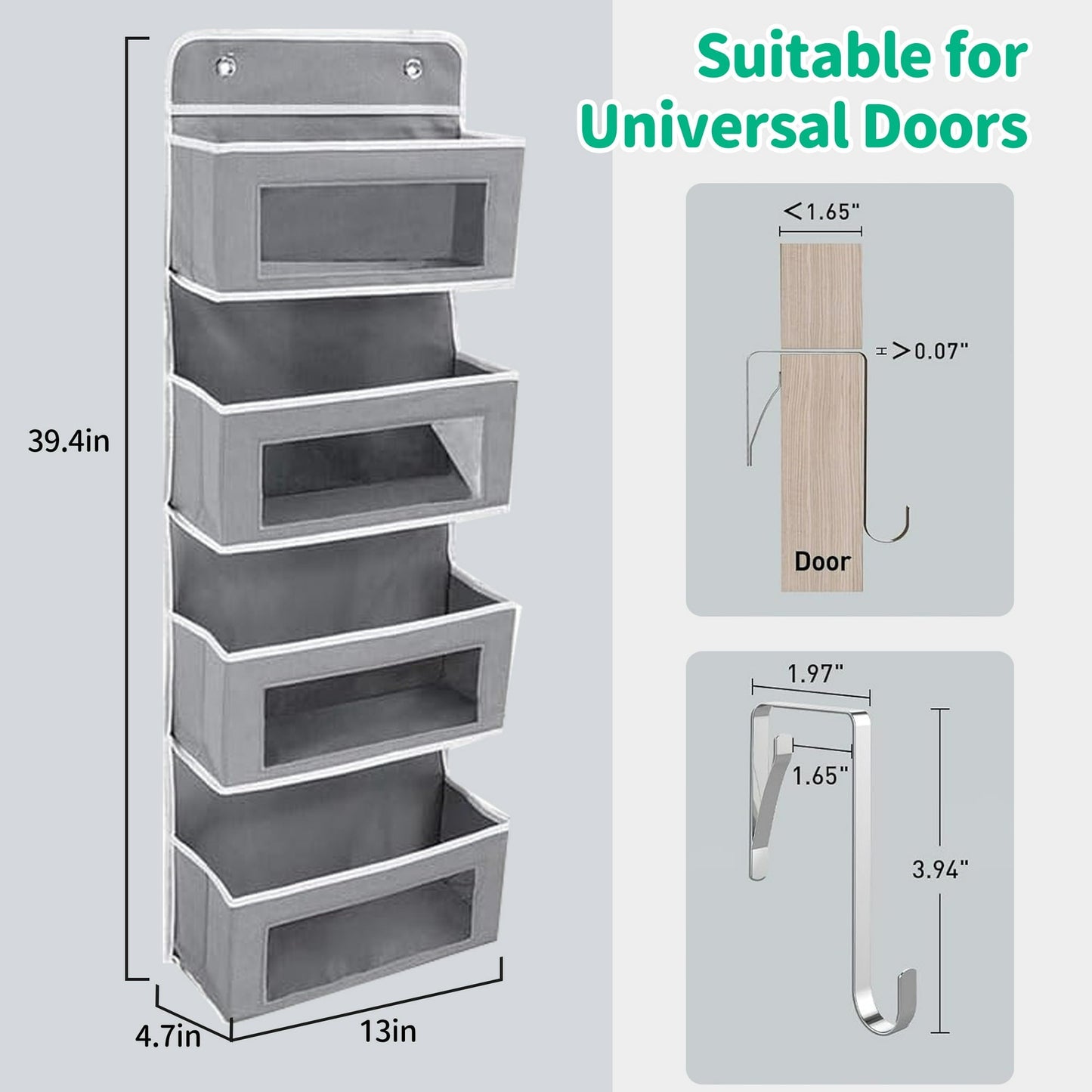 HioHa Over the Door Organizer, 4-Tier Hanging Closet Bathroom Storage with 6 Mesh Side Pockets, Wall Mount Toy Stuffed Animal Storage for Baby Essentials, Nursery£¬Bedroom, Bathroom, Dorm