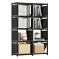 HioHa 8-Cube Storage Organizer, Portable Folding Bookshelf with Adjustable Shelves , Space Saving Unit for Home Office Closet ,Black